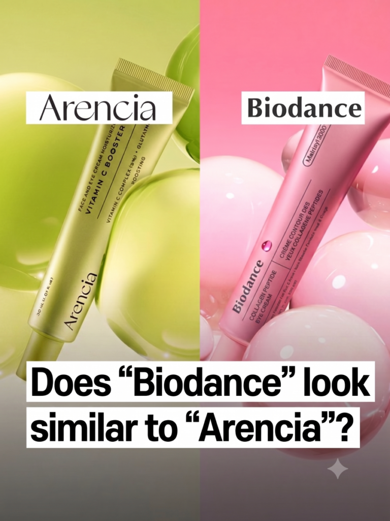Arencia and Biodance K-beauty product similarity comparison